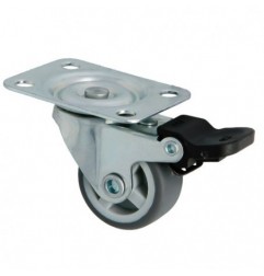 AMIG 24828  
 Rueda con pletina y freno 1309  
 Ø30 mm  
 Goma  
 Gris