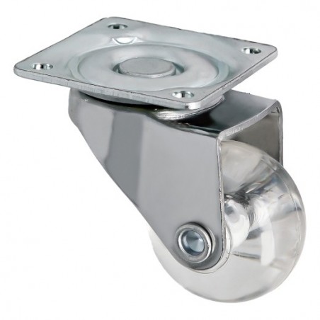AMIG 24829  
 Rueda con pletina 2571  
 Ø30 mm  
 Poliuretano  
 Transparente