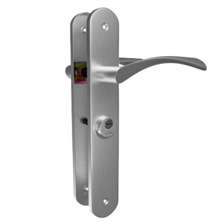 AMIG 24834  
 Manilla con placa ISHI+MULET 46  
 240 x 45 mm  
 Acero  
 Níquel cepillado - Izquierda