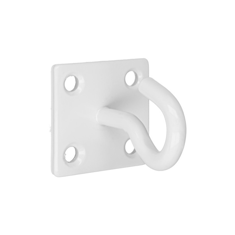 AMIG 24860  
 Placa con gancho fijo 510  
 50 X 50 X 5 mm  
 Acero  
 Blanco