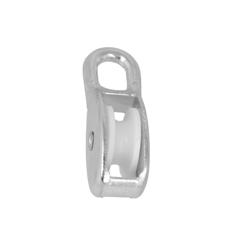 AMIG 24902  
 Polea con ojal fija 650  
 8 x 30 mm  
 Zamak  
 Zincado