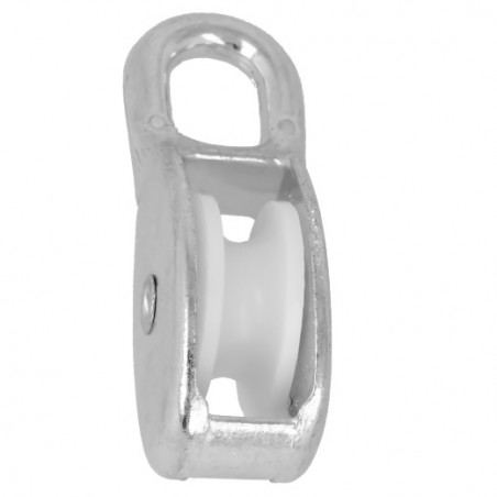AMIG 24903  
 Polea con ojal fija 650  
 9 x 40 mm  
 Zamak  
 Zincado