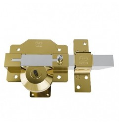AMIG 24972  
 Cerrojo alta seguridad 1R PLUS  
 90 x 154 mm  
 Acero  
 Oro - Derecha