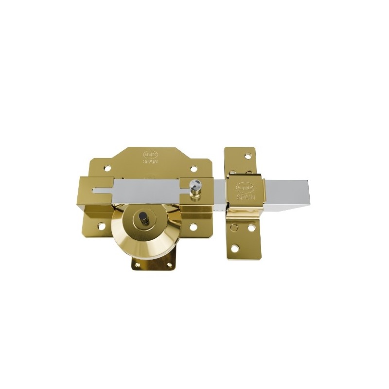 AMIG 24972  
 Cerrojo alta seguridad 1R PLUS  
 90 x 154 mm  
 Acero  
 Oro - Derecha