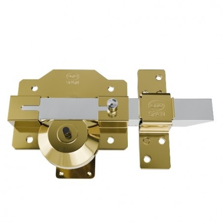 AMIG 24972  
 Cerrojo alta seguridad 1R PLUS  
 90 x 154 mm  
 Acero  
 Oro - Derecha