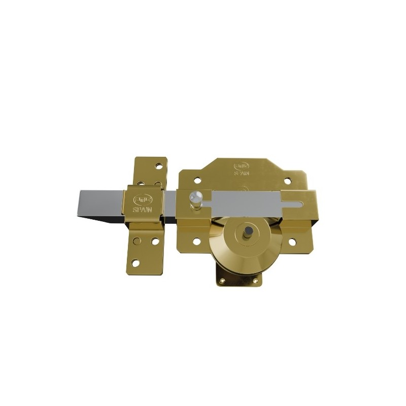 AMIG 24973  
 Cerrojo alta seguridad 1R PLUS  
 90 x 154 mm  
 Acero  
 Oro - Izquierda