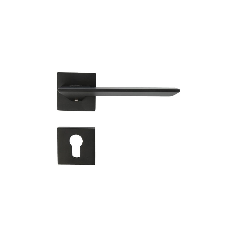 AMIG 24999  
 Manilla con roseta + bocallaves ZAHORA  
 51 x 51 mm  
 Aluminio  
 Negro mate
