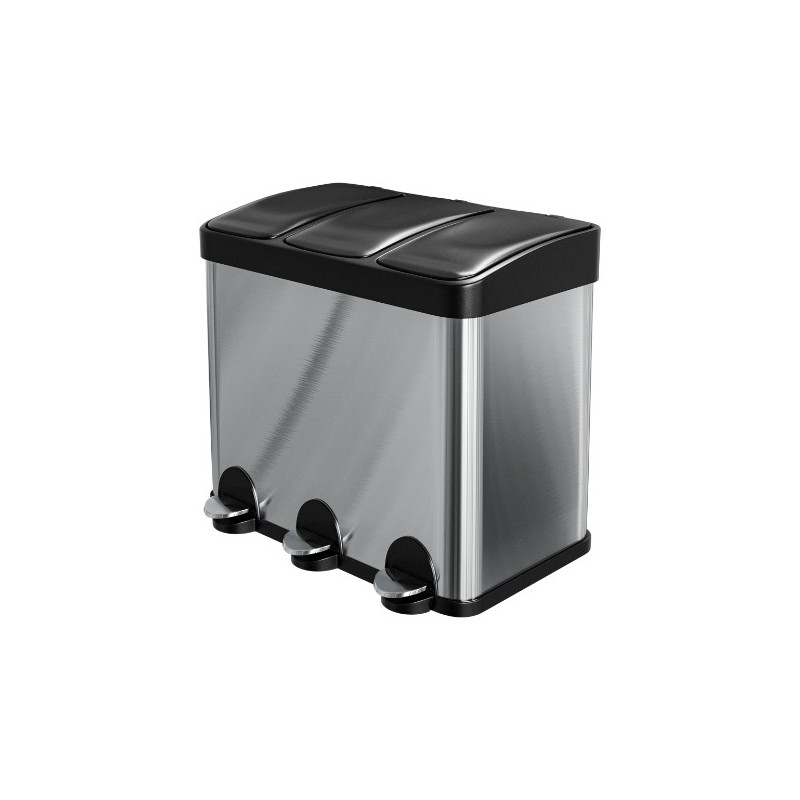 AMIG 25067  
 Cubo de reciclaje triple con pedal RECIK3  
 60 x 37 x 49 cm  
 Acero inoxidable  
 Mate