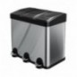 AMIG 25067  
 Cubo de reciclaje triple con pedal RECIK3  
 60 x 37 x 49 cm  
 Acero inoxidable  
 Mate
