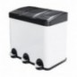 AMIG 25068  
 Cubo de reciclaje triple con pedal RECIK3  
 60 x 37 x 49 cm  
 Acero  
 Blanco