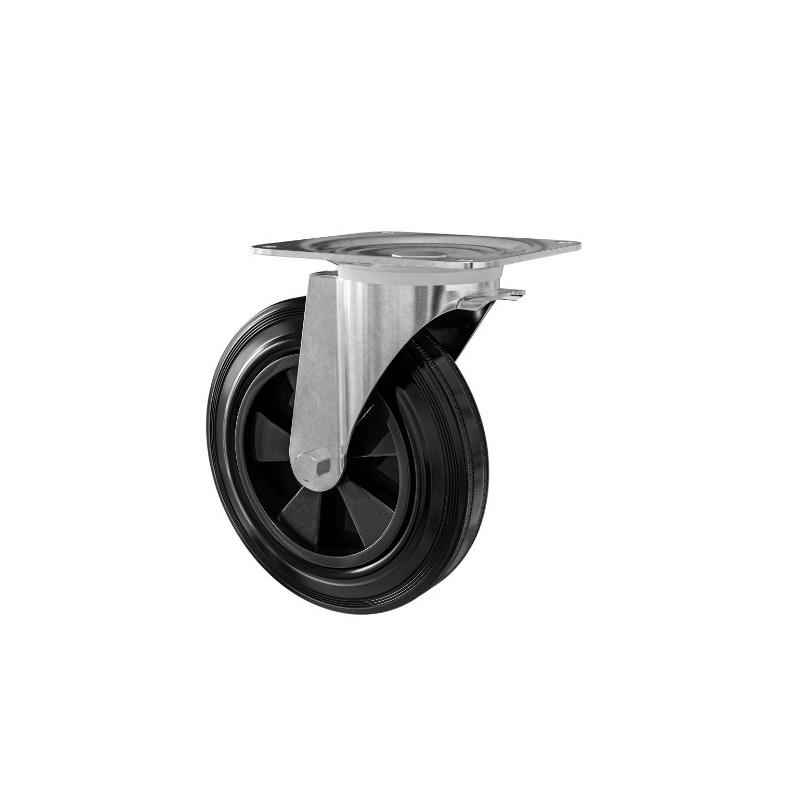 AMIG 25076  
 Rueda con pletina 2750  
 200 x 50 mm  
 Goma  
 Negro
