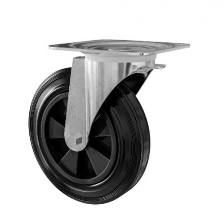 AMIG 25076  
 Rueda con pletina 2750  
 200 x 50 mm  
 Goma  
 Negro