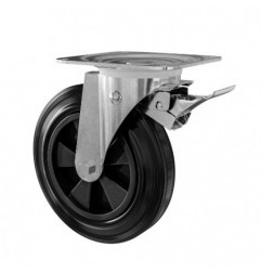 AMIG 25077  
 Rueda con pletina y freno 2750  
 200 x 50 mm  
 Goma  
 Negro
