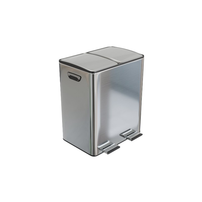 AMIG 25297  
 Cubo de reciclaje doble con pedal RECIK EVO  
 45 x 30 x 52 cm  
 Acero inoxidable  
 Mate