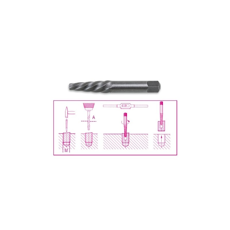 1430/8 Extractor cónico para tornillos y espárragos a derechas rotos de acero aleado