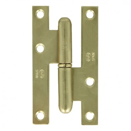 AMIG 287  
 Pernio 403  
 80 x 41 x 1,5 mm  
 Acero  
 Latonado barnizado - Derecha