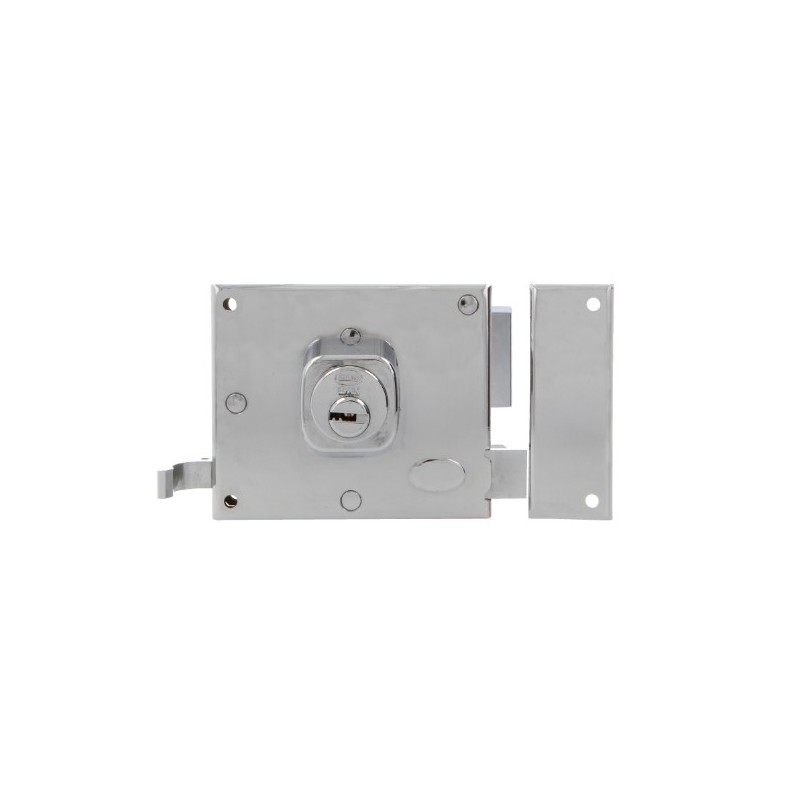 AMIG 29121  
 Cerradura sobreponer 72  
 100 x 85 mm  
 Acero  
 Cromado brillo - Derecha