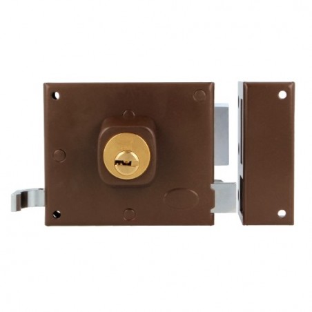 AMIG 29125  
 Cerradura sobreponer 72  
 100 x 85 mm  
 Acero  
 Marrón - Derecha