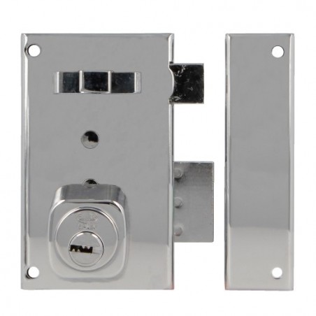 AMIG 29133  
 Cerradura sobreponer 76  
 67 x 112 mm  
 Acero  
 Cromado brillo - Derecha