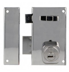 AMIG 29134  
 Cerradura sobreponer 76  
 67 x 112 mm  
 Acero  
 Cromado brillo - Izquierda