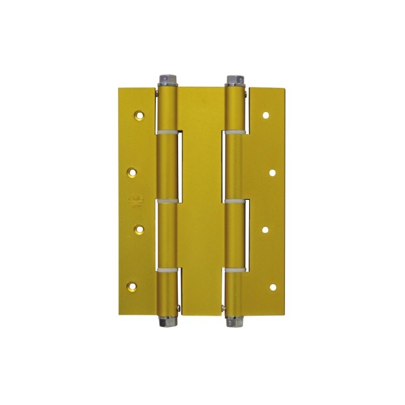 AMIG 2928  
 Bisagra doble acción 3035  
 180 x 133 x 4 mm  
 Aluminio  
 Oro