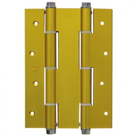 AMIG 2928  
 Bisagra doble acción 3035  
 180 x 133 x 4 mm  
 Aluminio  
 Oro