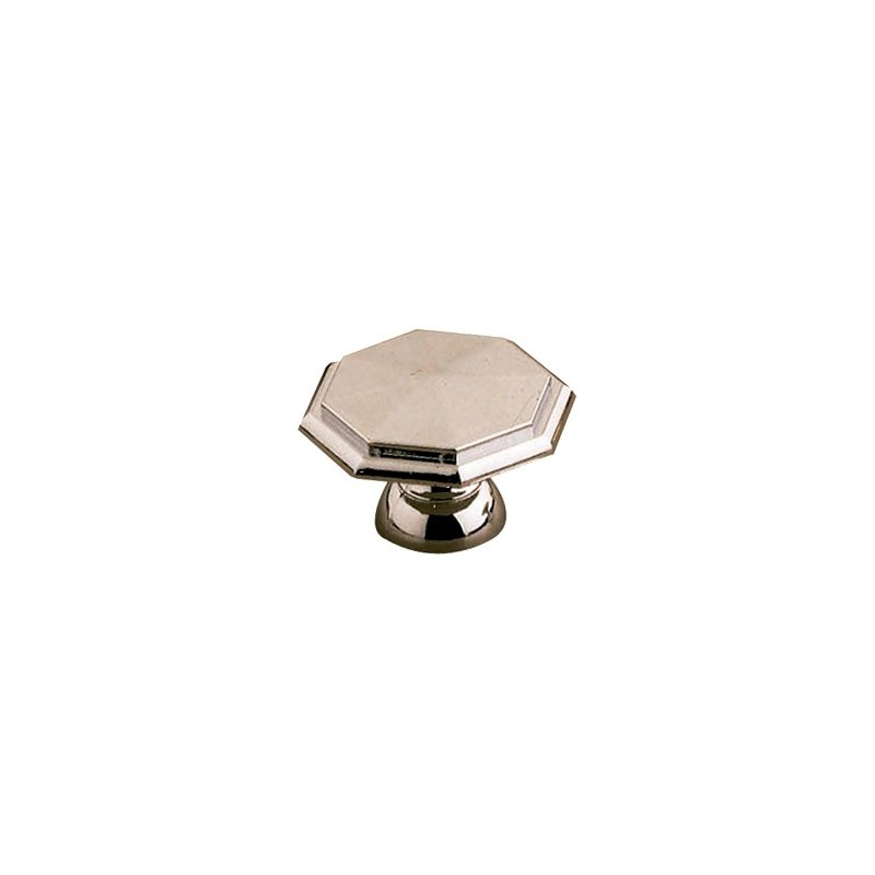 AMIG 3957  
 Pomo octogonal 62  
 Ø35 x 22 mm  
 Zamak  
 Cromado brillo
