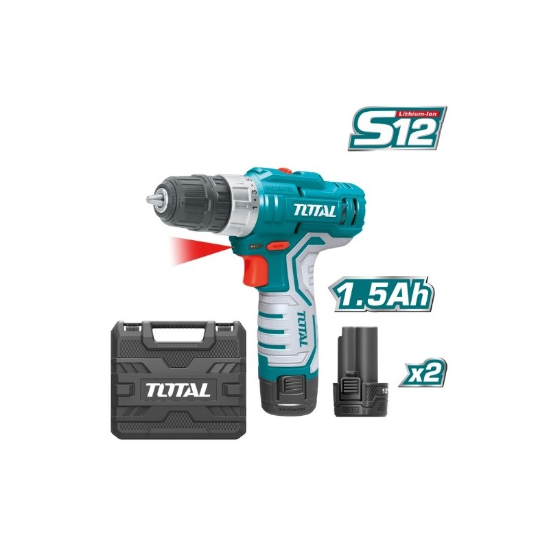 TOTAL 40000  
 Taladro atornillador a batería TDLI1232E  
 12 V