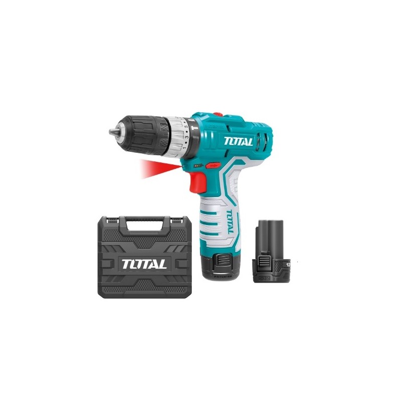 TOTAL 40001  
 Taladro percutor a batería TIDLI1232E  
 12 V