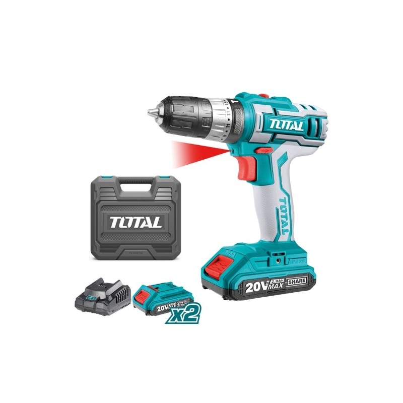 TOTAL 40003  
 Taladro percutor a batería TIDLI200215  
 20 V