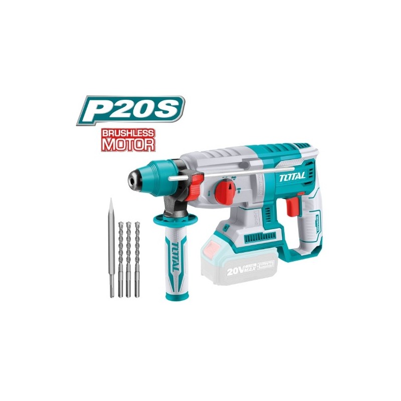 TOTAL 40015  
 Martillo combinado Brushless a batería TRHLI20228  
 20 V