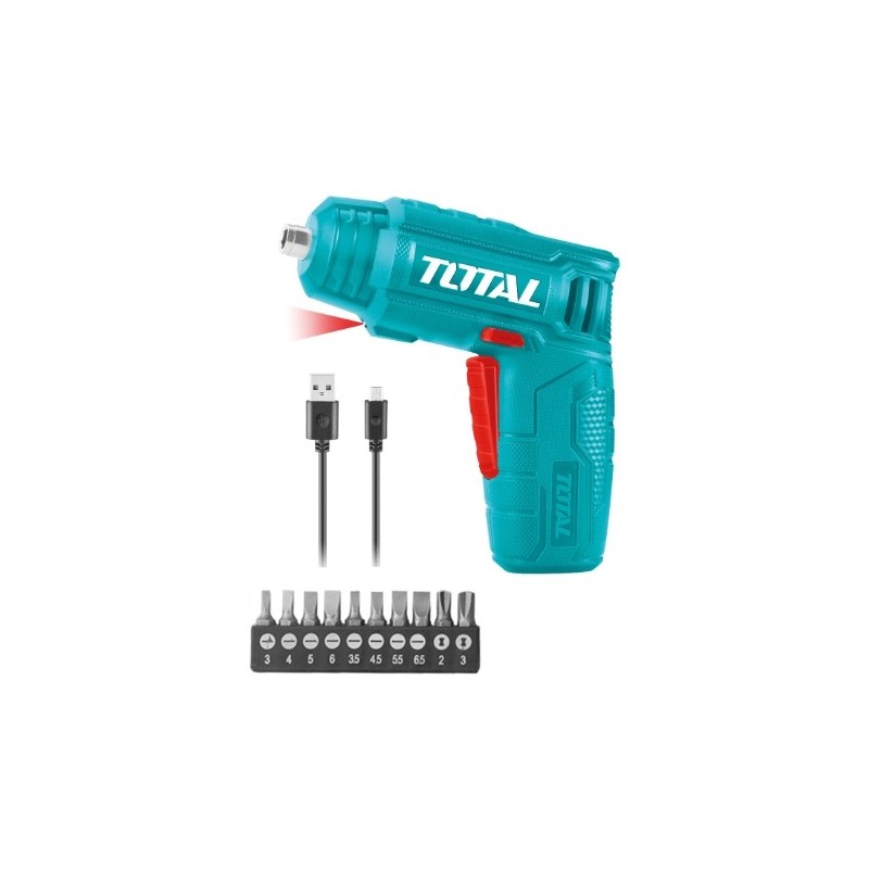 TOTAL 40020  
 Atornillador a batería TSDLI0402  
 4 V