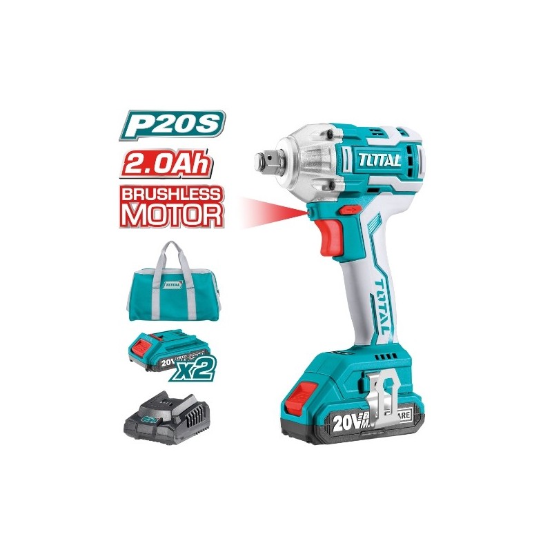 TOTAL 40022  
 Llave impacto 1/2'' Brushless a batería TIWLI2001  
 20 V