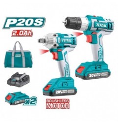 TOTAL 40025  
 Pack atornillador + llave de impacto a batería TCKLI2007  
 20 V