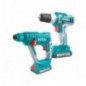 TOTAL 40026  
 Pack atornillador + martillo combinado rotatorio a batería TCKLI2008  
 20 V