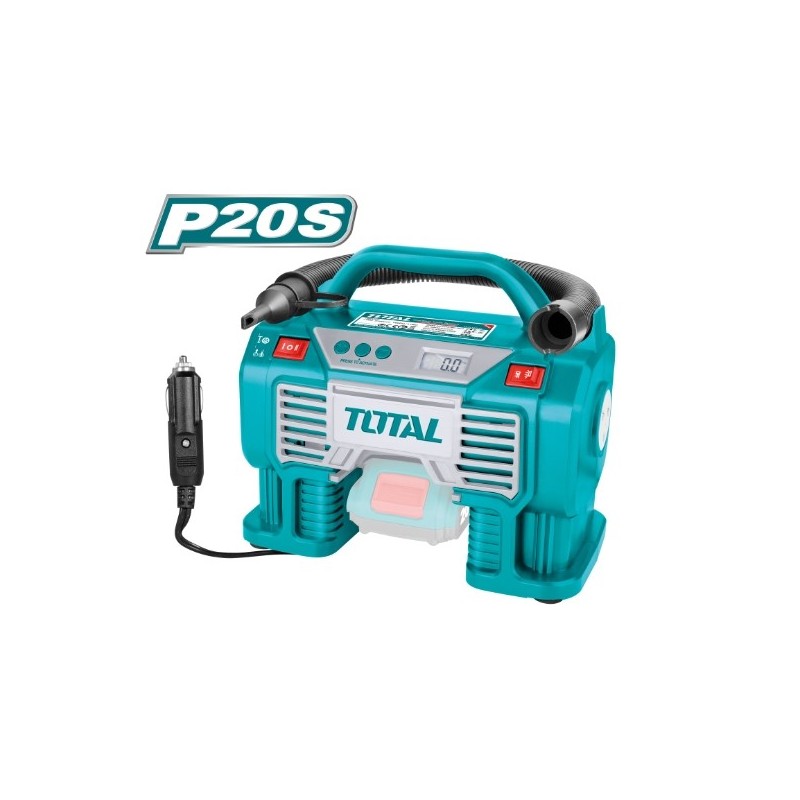 TOTAL 40031  
 Compresor híbrido a batería TACLI2002  
 20 V