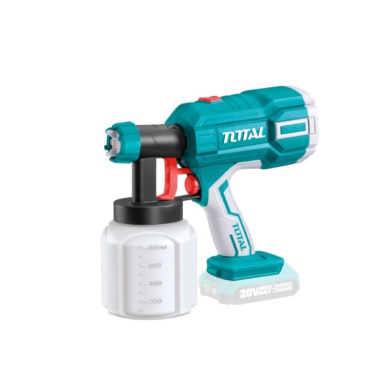 TOTAL 40041  
 Pistola de pintura a batería TSGLI2001  
 20 V