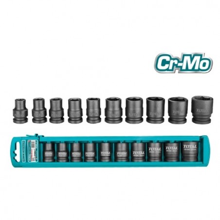 TOTAL 40100  
 Juego de 10 vasos de impacto THISTD12101  
 CrMo - Cromo vanadio