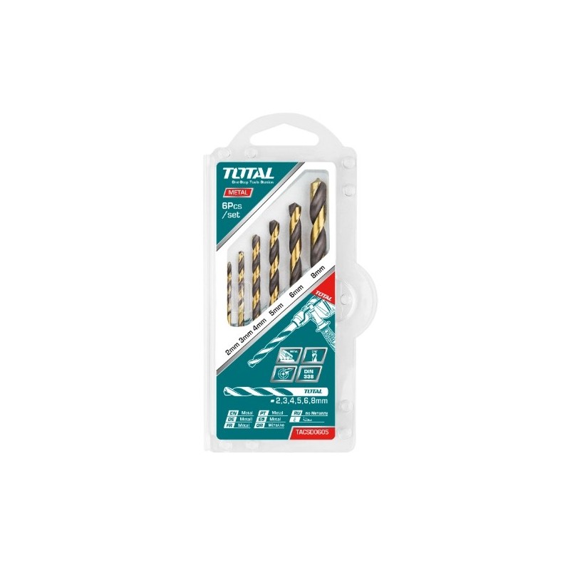 TOTAL 40134  
 Juego de 6 brocas para metal TACSD0605  
 HSS