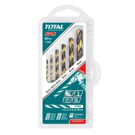 TOTAL 40134  
 Juego de 6 brocas para metal TACSD0605  
 HSS