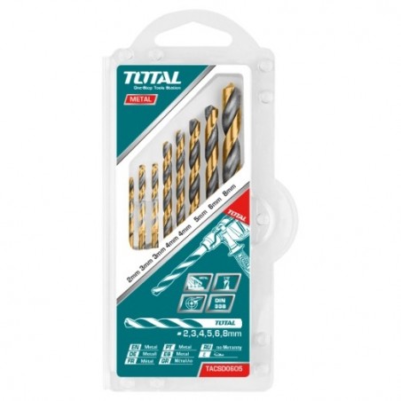TOTAL 40135  
 Juego de 8 brocas para metal TACSD0801  
 HSS