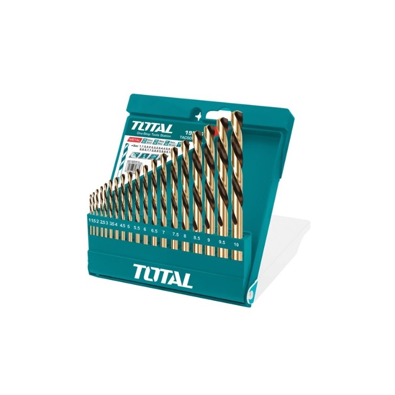 TOTAL 40142  
 Juego de 19 brocas para metal TACSD0195  
 HSS