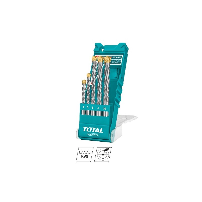 TOTAL 40144  
 Juego de 5 brocas para pared TACSD5051  
 HSS
