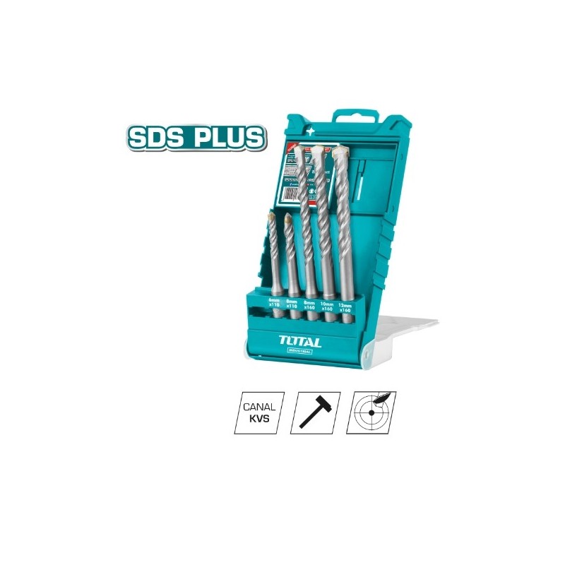 TOTAL 40145  
 Juego de 5 brocas para pared SDS Plus TAC190501  
 HSS