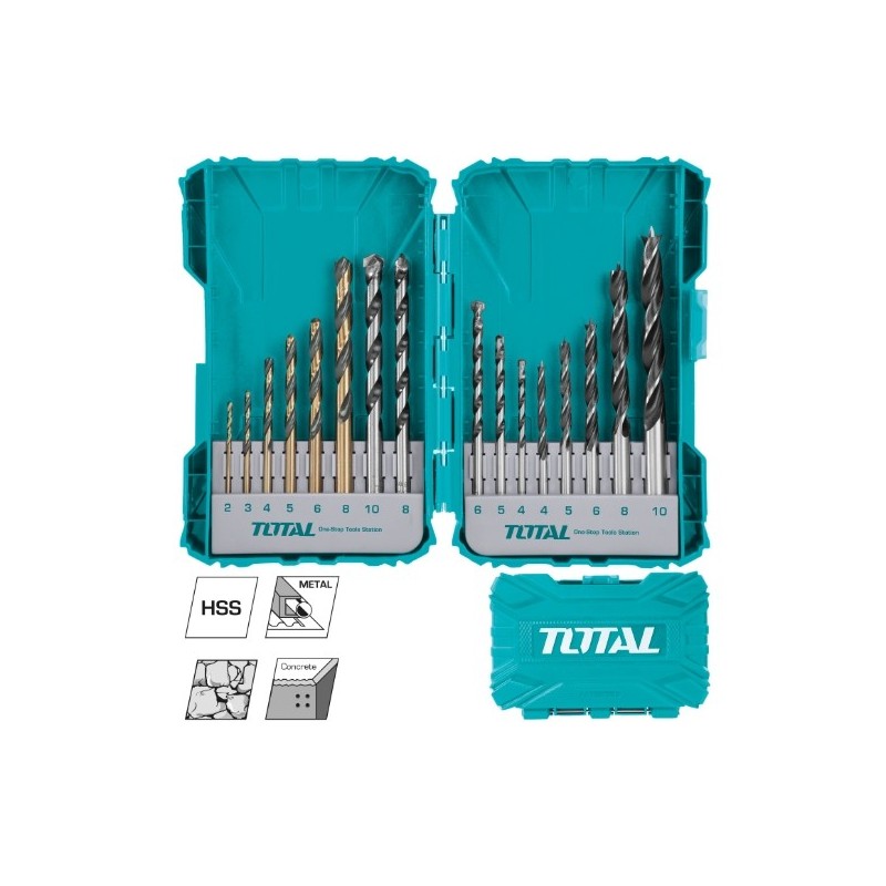 TOTAL 40151  
 Juego de 16 brocas variadas TACSDL11601  
 HSS