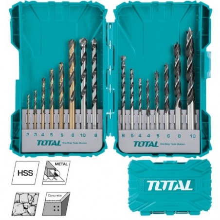 TOTAL 40151  
 Juego de 16 brocas variadas TACSDL11601  
 HSS