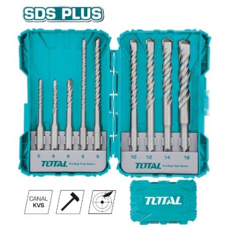 TOTAL 40154  
 Juego de 9 brocas para pared SDS Plus TACSDL30901  
 HSS