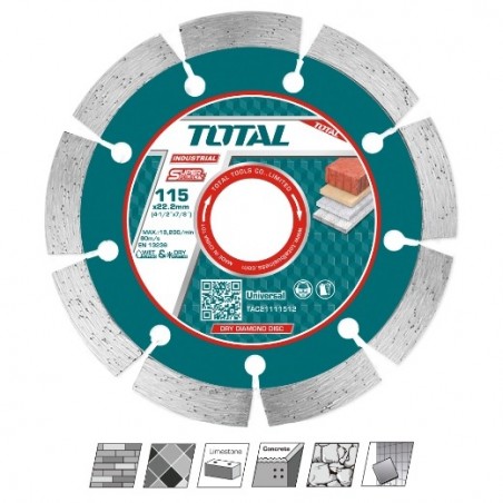 TOTAL 40184
Disco diamante mármol y granito TAC2111-10
Ø115 mm
Diamante