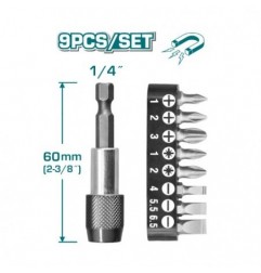 TOTAL 40190  
 Set 9 puntas 1/4'' con portapuntas TACSD3091