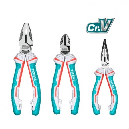 TOTAL 40267  
 Juego de 3 alicates reforzados THT2K0301S  
 Cromo vanadio (Cr-V)